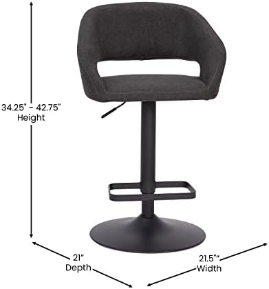 Flash Furniture Fabric Adjustable Barstool, Charcoal/Black - Image 3