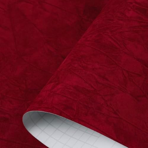 Decotalk 2ft X 16ft Dark Red Velvet Wallpaper Peel and Stick Soft Felt by Decotalk