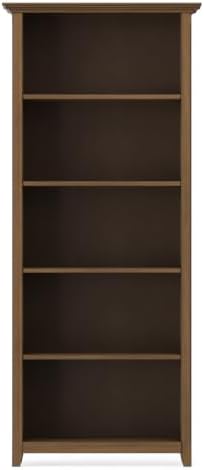 SIMPLIHOME Amherst 70" Tall Solid Wood 5-Shelf Bookcase in Brown - Image 5