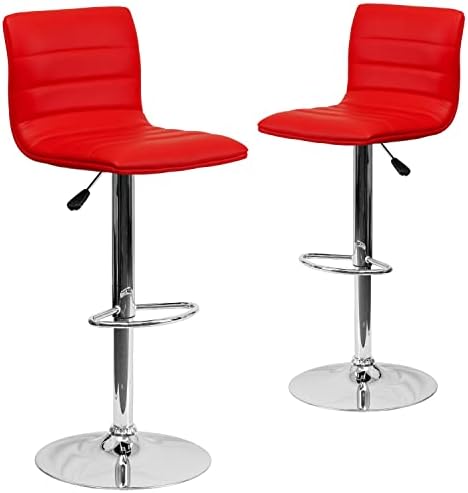 Flash Furniture Vincent 2 Pack Modern Red Vinyl Adjustable Bar Stool by FlashFurniture