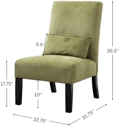 Roundhill Furniture Pisano Spring Green Fabric Armless Contemporary Accent Chair - Image 3