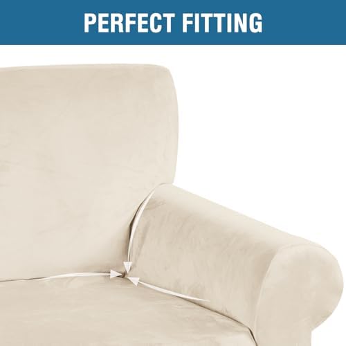 H.VERSAILTEX Stretch Velvet Armchair Cover Couch Covers 1 Cushion Chair - Image 4