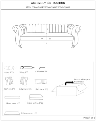 Container Furniture Direct Darsen Modern Chesterfield Couch - Image 4