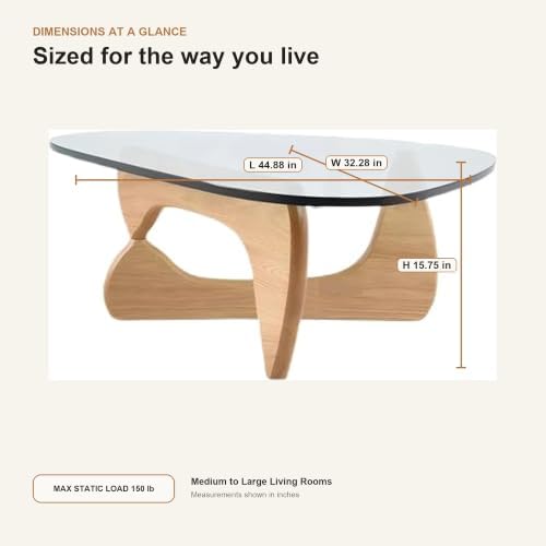 EASYSOUL 44.88-Inch Mid-Century Modern Triangle Glass Coffee Table - Image 2