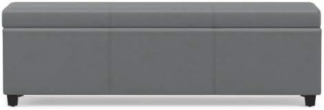 SIMPLIHOME Avalon 54" Wide Vegan Leather Storage Ottoman in Stone Grey - Image 6