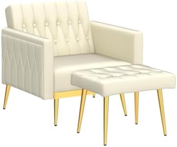 Velvet Accent Chair w/Ottoman & Adjustable Backrest - Image 6