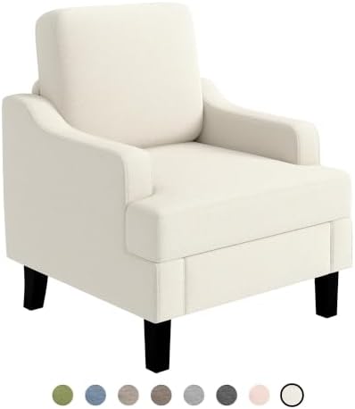 Garvee White Comfy Accent Chair, Upholstered Armchair - Image 7
