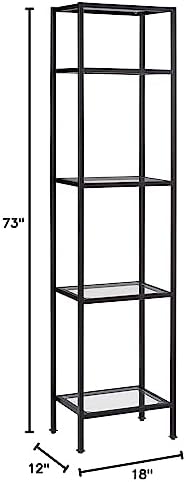 Crosley Furniture Aimee Narrow Bookshelf, Glass Shelves - Image 6
