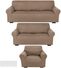Peryiter 3 Pcs Couch and Loveseat Sofa Covers, Milk Silk by Peryiter
