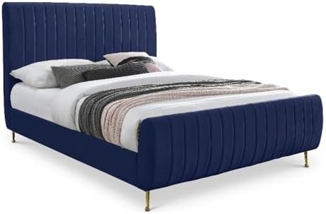 Meridian Furniture Zara Collection Modern | Contemporary Velvet Upholstered Bed by Unknown