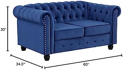 Morden Fort Classic Chesterfield Loveseat Set 60'', Tufted Loveseat Sofa Set - Image 2
