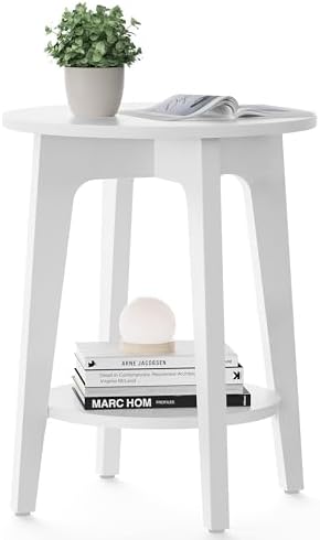 VASAGLE Round Side Table with Lower Shelf, End Table by VASAGLEbySONGMICSHOME