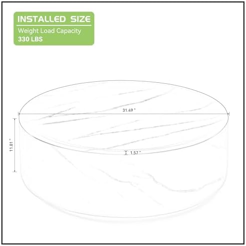 JUSTONE 31.49" Round Coffee Table, No Assembly Required，Modern Marble Faux - Image 2