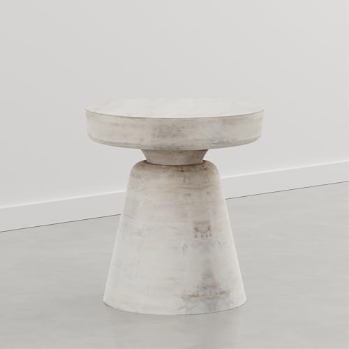 SIMPLIHOME Robbie 16" Wide Mango Wood Accent Table in Distressed Aged White by SimpliHome