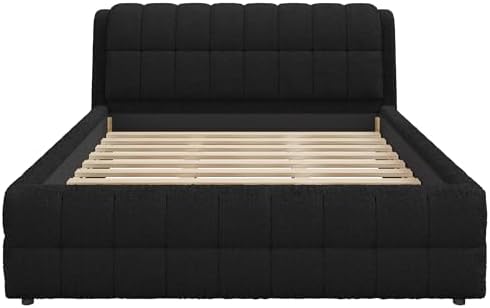 SOFTSEA California King Upholstered Bed Frame, Fleece Fabric Floor Platform Bed - Image 5