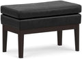 SIMPLIHOME Carlson 27" Wide Woven Fabric Rectangle Ottoman in Black by SimpliHome