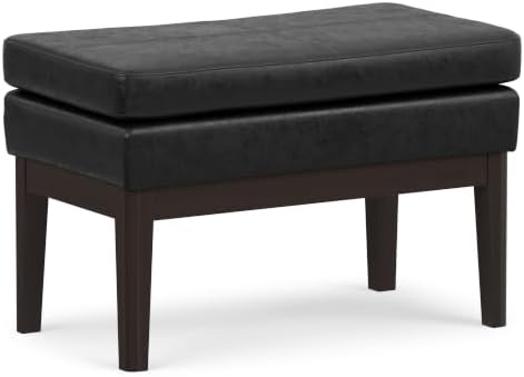 SIMPLIHOME Carlson 27" Wide Woven Fabric Rectangle Ottoman in Black by SimpliHome