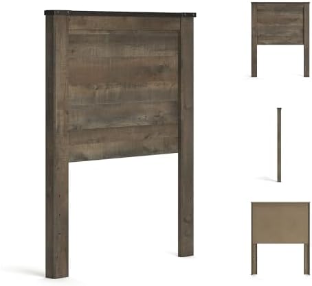 MAKLAINE Twin Panel Headboard, Engineered Wood, Rustic Brown Plank Finish - Image 6