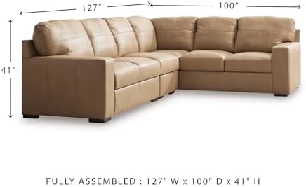 Signature Design by Ashley 3-Piece Top Grain Leather Sectional Sofa - Image 3