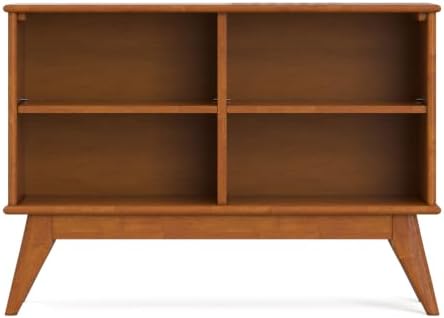SIMPLIHOME Draper 30" Tall Solid Wood 4-Shelf Bookcase in Teak Brown - Image 5