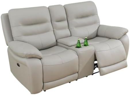 Electric Power Recliner Loveseat Genuine Breathing Leather Recliner Couch by UOCFYK