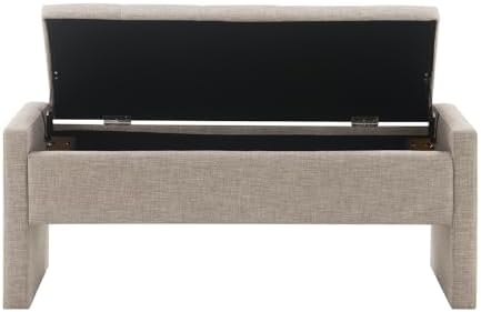 JEEOHEY Storage Ottoman Bench, Linen Tufted Large Shoe Entryway Benches - Image 7