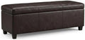 SIMPLIHOME Avalon 60" Wide Fabric Storage Ottoman in Tanners Brown by SimpliHome