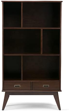 SIMPLIHOME Draper 35" Bookcase and Storage in Auburn Brown - Image 5