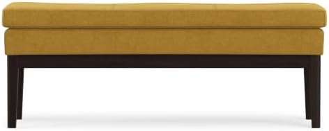SIMPLIHOME Carlson 45" Wide Vegan Leather Rectangle Ottoman in Marigold - Image 6