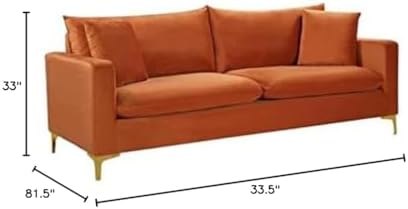 Meridian Furniture 633Cognac-S Naomi Collection Modern | Contemporary Velvet - Image 3