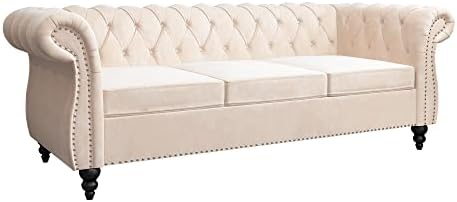 ORRD Chesterfield Sofa Velvet, Modern Tufted Couch 3 Seater - Image 6