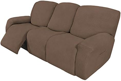 Easy-Going 8 Pieces Recliner Couch Stretch Sofa Slipcover Brown by Easy-Going