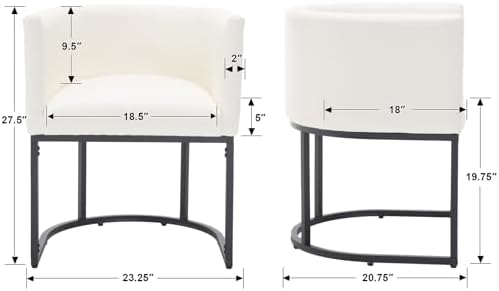HNY Mid Century Modern Upholstered Barrel Dining Chairs - Image 2