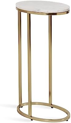 Kate and Laurel Natalli Modern Glam Oval C-Table, Elegant C-Shaped Side Table by KateandLaurel
