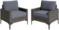 2 Piece Outdoor Single Chairs, All-Weather Wicker Patio Sofa Set by Unknown