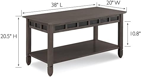 Leick Home Sibley Coffee Table, Solid Wood, Slate Tile Details, Bottom Display - Image 3