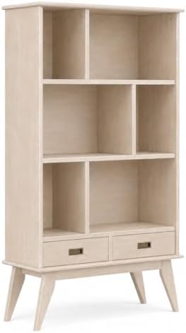 SIMPLIHOME Draper 64" Tall Solid Wood 6-Shelf Bookcase in Blonde by SimpliHome