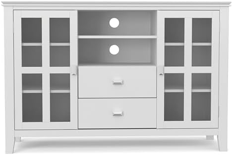 SIMPLIHOME Artisan 53" Wide Solid Wood TV Stand in White - Image 5