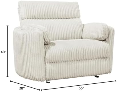 Pemberly Row Mega Ivory XL Extra Wide Power Glider Recliner - Image 3