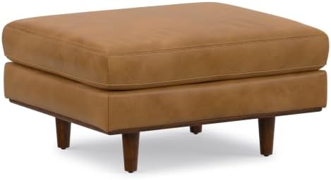 SIMPLIHOME Morrison 33" Wide Genuine Leather Rectangle Ottoman in Sienna by SimpliHome