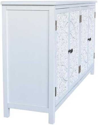 LKTART 60" Solid Wood Sideboard Buffet, Carved Credenza Storage Cabinet - Image 7