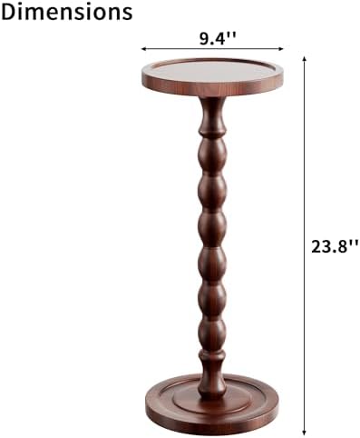 2 Pack Small Round Side Table, Rubberwood‌ Drink Table - Image 3