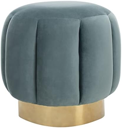 Safavieh Home Collection Maxine Pink and Gold Channel Tufted Otttoman Ottoman by Unknown