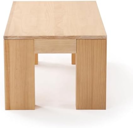 Plank+Beam Modern Coffee Table, 40 Inch, Rectangular, Blonde Wirebrush - Image 6