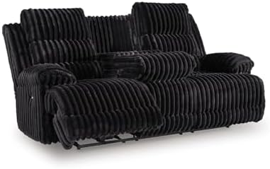Signature Design by Ashley Power Reclining Sofa, Drop Down Table by Unknown