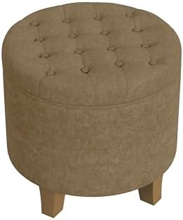 HomePop 19" Velvet Button Tufted Round Storage Ottoman - Image 5