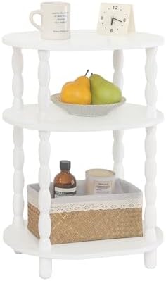 MaxSmeo White Side Table, 3-Tier Small Oval End Table, Modern Night Stand Wood by MaxSmeo