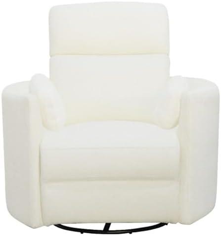 Pemberly Row Modern White Fabric Power Swivel Glider Recliner - Image 4