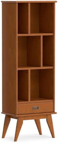 SIMPLIHOME Draper 64" Tall Solid Wood 5-Shelf Bookcase in Teak Brown by SimpliHome