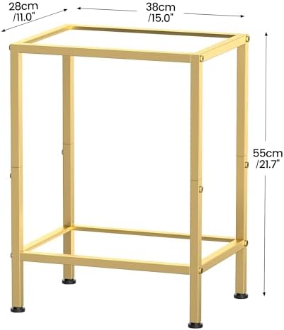 Glass Side Table, Tempered Glass End Table, 2-Tier Nightstands - Image 3